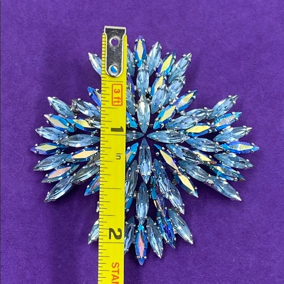 💛 Rare Vintage Sherman Blue Crystal Brooch - Picture 5 of 6